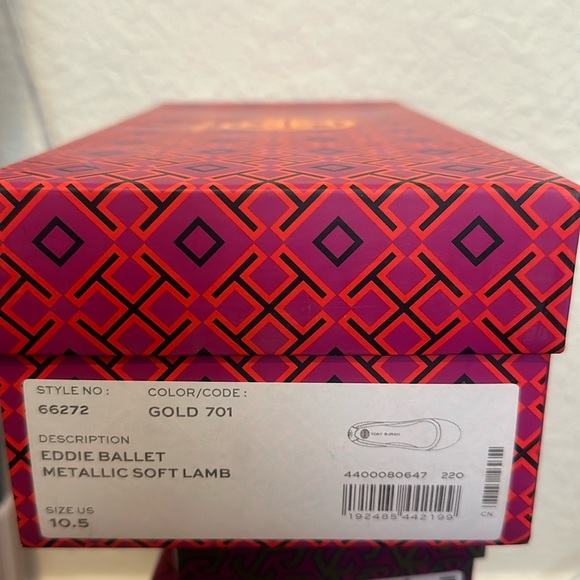 Brand New Tory Burch Eddie Ballet Soft Lamb , Gold # 10.5 - Picture 6 of 9